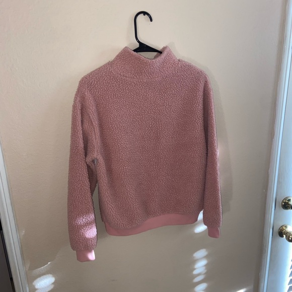 H&M Maybe Baby pink fluffy jacket y2k quarter zip long sleeve collar girly coat - Picture 6 of 11